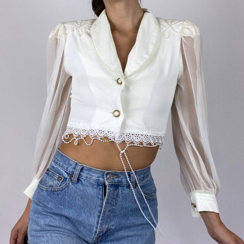 Vintage 1960's Crop Top GoGo Blouse Boho Hippie - Picture 11 of 12